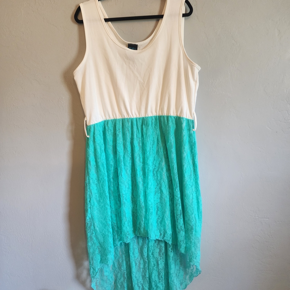 3 For $15! Rue21 White and Teal High Low Dress - Picture 3 of 5